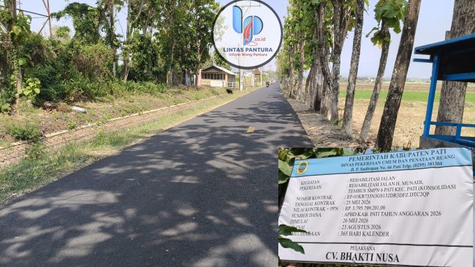 Jalan H. Munadi Pati Kini Mulus, Proyek Rp3,79 Miliar Rampung 100 Persen